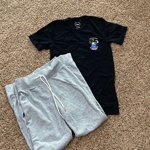 T-shirt and joggers size XS.